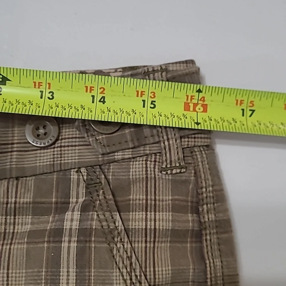 Express Olive Green & Tan Plaid Shorts size 6